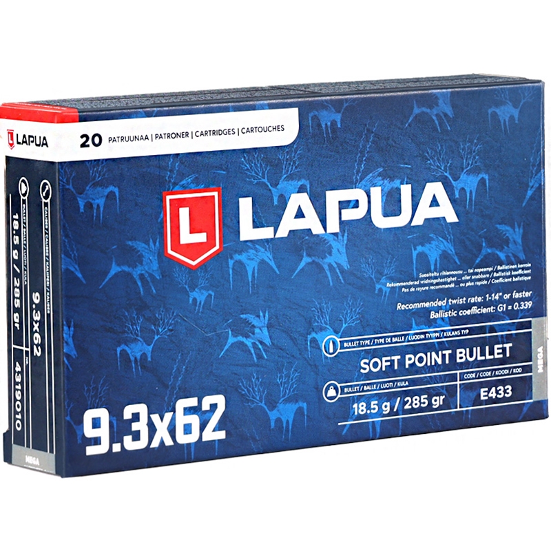 Lapua 9.3x62mm Ammo 285 Grain Soft Point Ammo - 4319010 Box Of 20 4319010 Box Of 20 Ammo