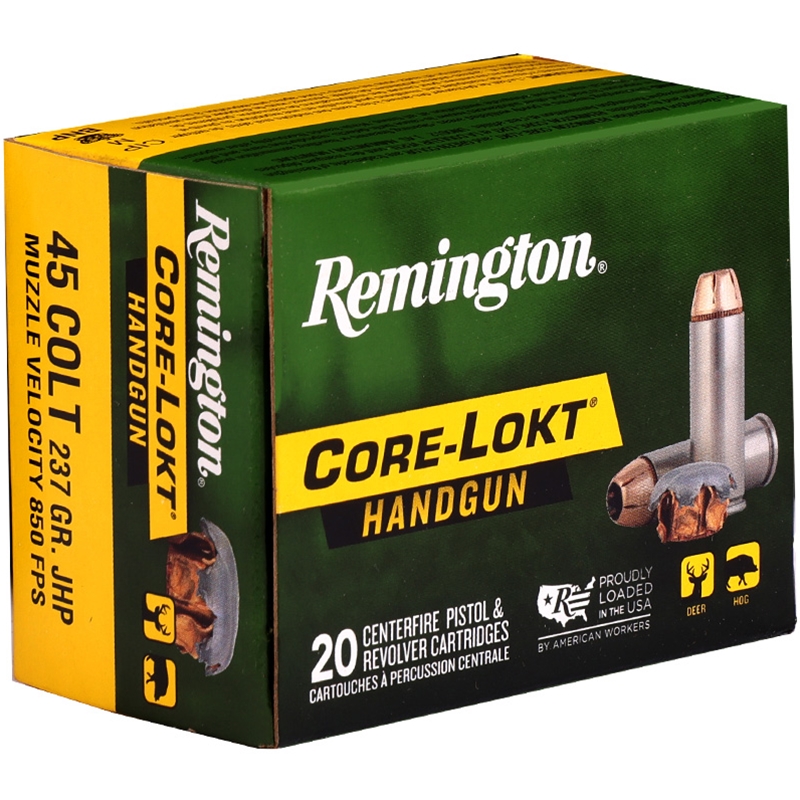 Remington Core-Lokt 45 Colt Ammo 237 Grain Jacketed Hollow Point Ammo - 20272 Box Of 20 20272 Box Of 20 Ammo