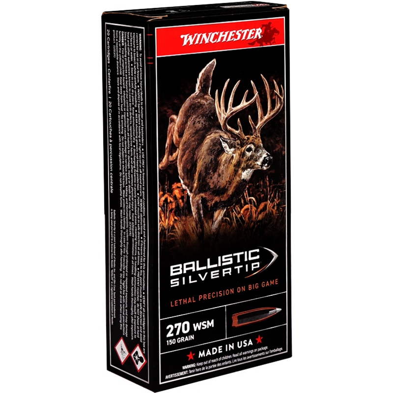 Winchester Ballistic Silvertip 270 WSM Ammo 150 Grain Polymer Tip Ammo - SBST2705A Box Of 20 SBST2705A Box Of 20 Ammo