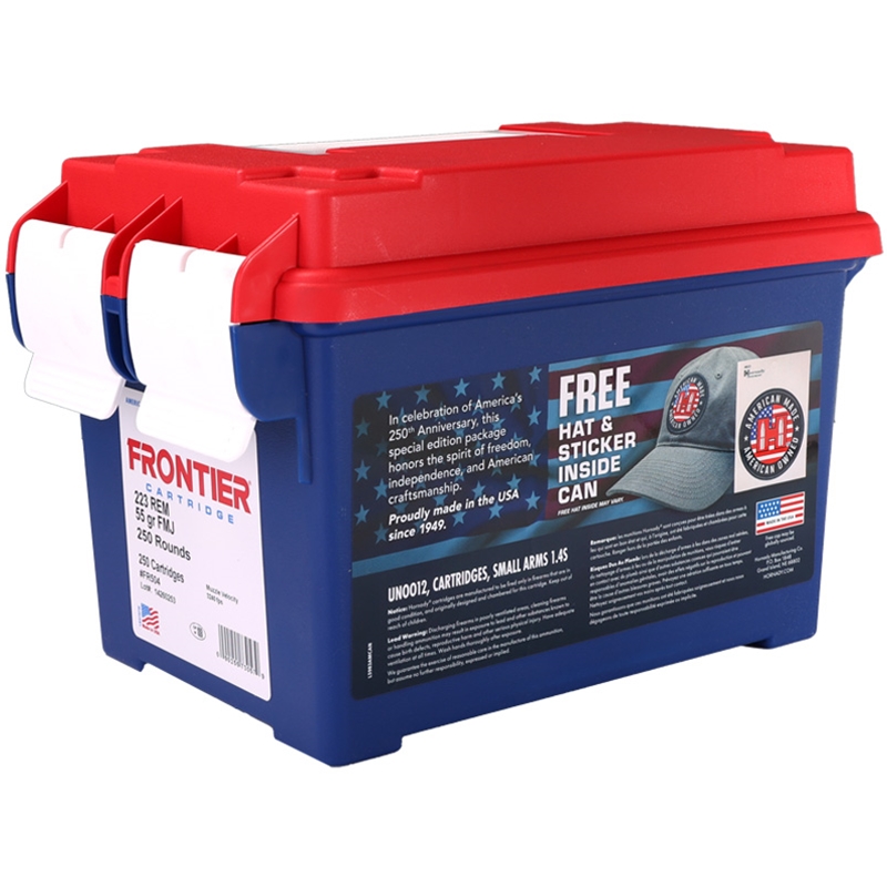 Hornady Frontier 223 Ammo 55 Grain Full Metal Jacket 250th Anniversary Combo Pack Ammo - FR504 Box Of 250 FR504 Box Of 250 Ammo