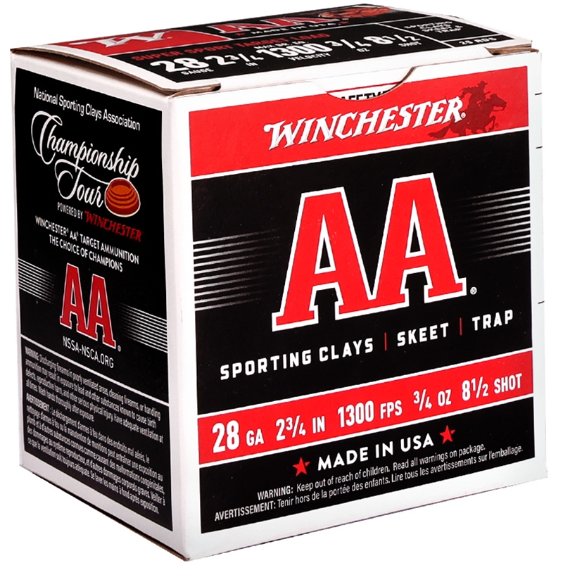 Winchester AA Target Load 28 Gauge Ammo 2 3/4 3/4 Oz #8 1/2 Lead Shot Ammo - AASC2885 Box Of 25 AASC2885 Box Of 25 Ammo