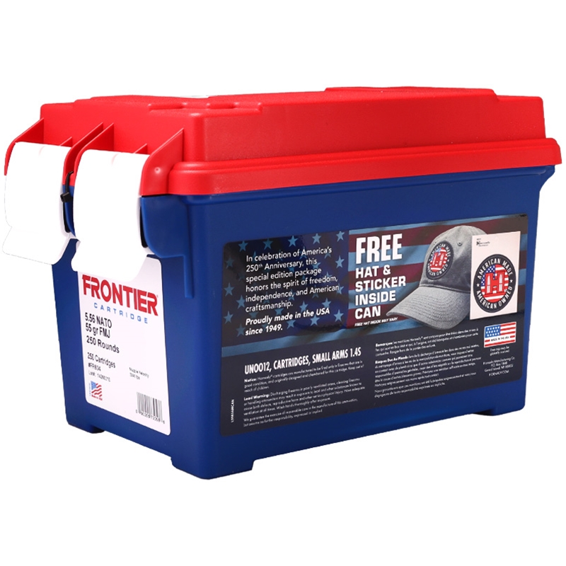 Hornady Frontier 5.56x45mm NATO Ammo 55 Grain Full Metal Jacket 250th Anniversary Combo Pack Ammo - FR604 Box Of 250 FR604 Box Of 250 Ammo