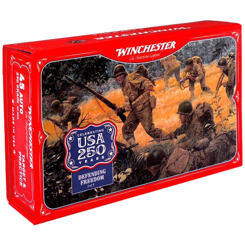 Winchester Power-Point 45 ACP Ammo 230 Grain Full Metal Jacket 250th Anniversary Edition Ammo - USA45250 Box Of 50 USA45250 Box Of 50 Ammo