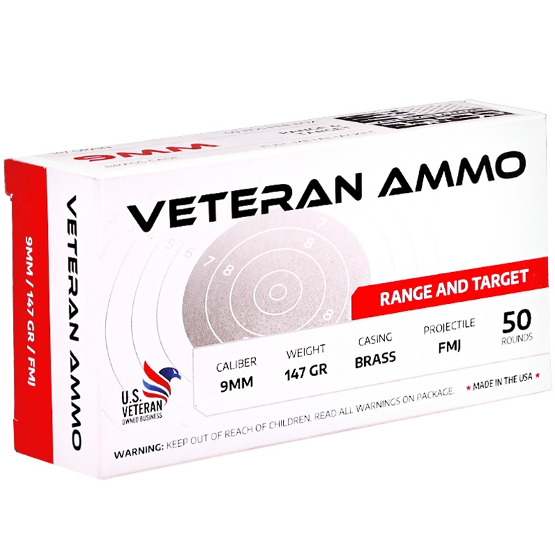 Hyperion Veteran 9mm Ammo 147 Grain Full Metal Jacket Ammo - HMBX-9-14 Box Of 50 HMBX-9-14 Box Of 50 Ammo