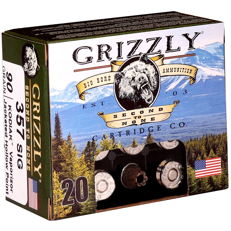 Grizzly 357 SIG Ammo 90 Grain Jacketed Hollow Point Ammo - GC357S2 Box Of 20 GC357S2 Box Of 20 Ammo