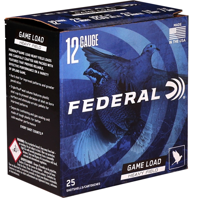 Federal Game Load 12 Gauge Ammo 2 3/4 1 1/8 Oz 3 1/4 DRAM #7 1/2 Lead Shot Ammo - H123 7.5 Box Of 25 H123 7.5 Box Of 25 Ammo