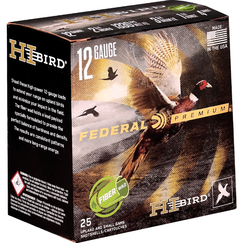 Federal Hi-Bird 12 Gauge Ammo 2 3/4 1 1/4 Oz 3 3/4 DRAM #4 Lead Shot Ammo - HVF12HW 4 Box Of 25 HVF12HW 4 Box Of 25 Ammo