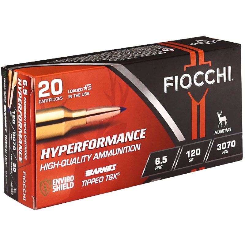 Fiocchi Hyperformance 6.5mm PRC Ammo 120 Grain Polymer Tip (TSX) Ammo - 65PRCTT Box Of 20 65PRCTT Box Of 20 Ammo