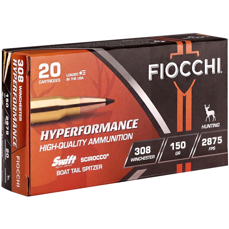 Fiocchi Hyperformance 308 Winchester Ammo 150 Grain Boat Tail Spitzer Ammo - 308SCA Box Of 20 308SCA Box Of 20 Ammo