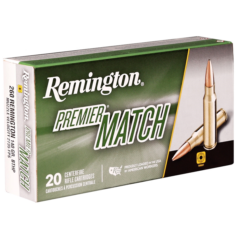 Remington Premier Match 260 Remington Ammo 140 Grain Hollow Point Boat Tail - 26852 Box Of 20