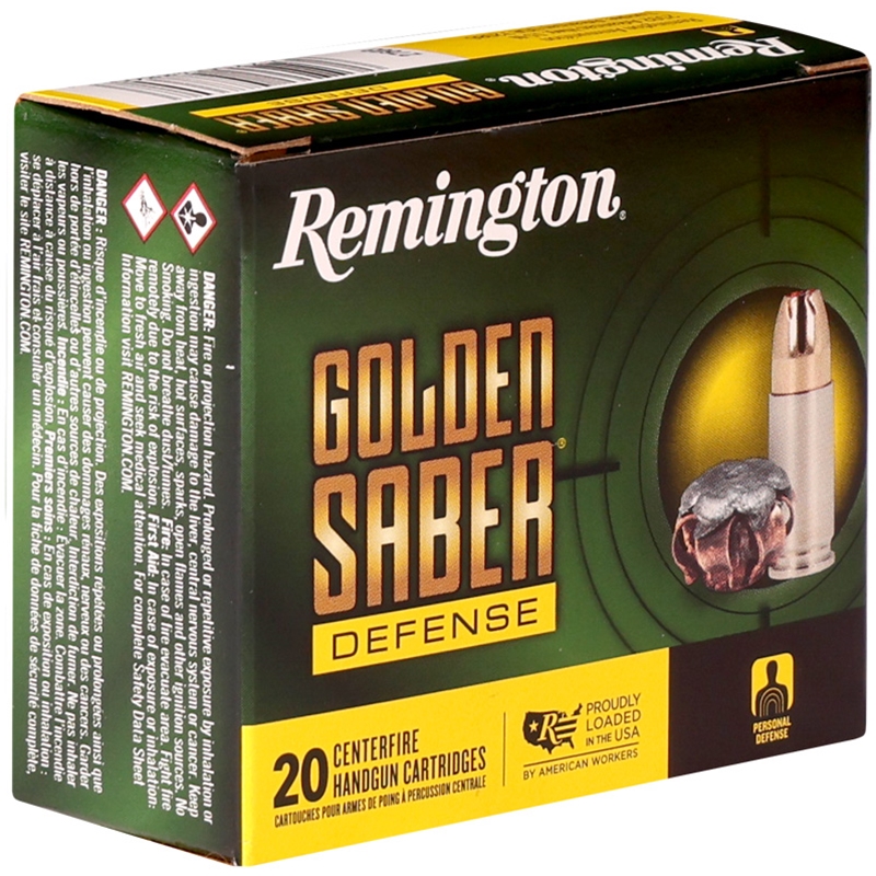 Remington Golden Saber 9mm P Ammo 124 Grain Brass Jacketed Hollow Point Ammo - 27603 Box Of 20 27603 Box Of 20 Ammo