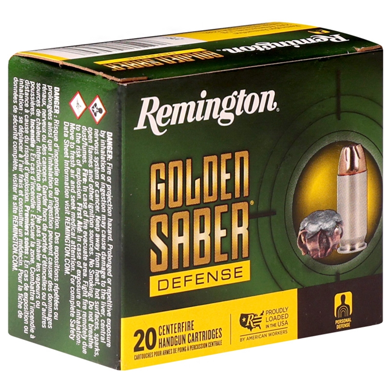 Remington Golden Saber Defense 45 ACP P Ammo 185 Grain Brass Jacketed Hollow Point Ammo - 27611 Box Of 20 27611 Box Of 20 Ammo