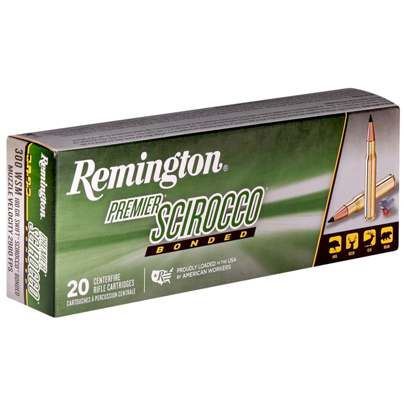 Remington Premier Scirocco Bonded 300 WSM Ammo 180 Grain Polymer Tip Ammo - 29345 Box Of 20 29345 Box Of 20 Ammo