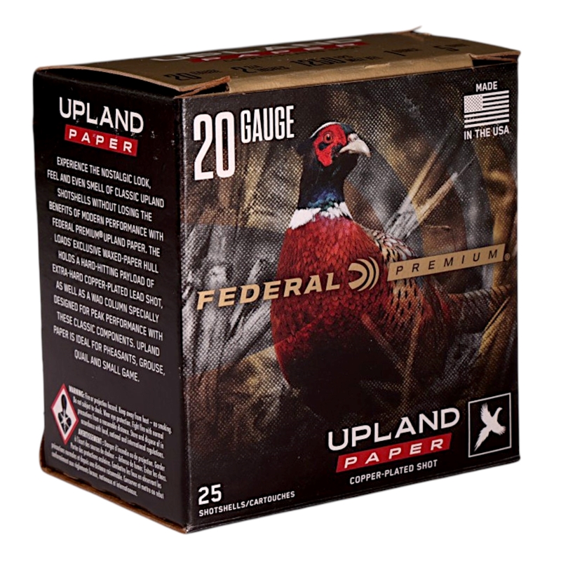 Federal Premium Upland Paper 20 Gauge Ammo 2 3/4 1 Oz #5 Copper-Plated Shot Ammo - PUP204 5 Box Of 25 PUP204 5 Box Of 25 Ammo