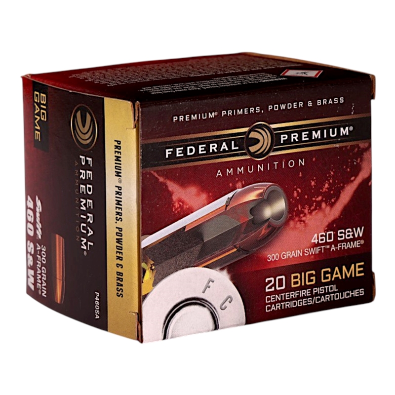 Federal Premium 460 Magnum Ammo 300 Grain Swift A-Frame Jacketed Hollow Point Ammo - P460SA Box Of 20 P460SA Box Of 20 Ammo