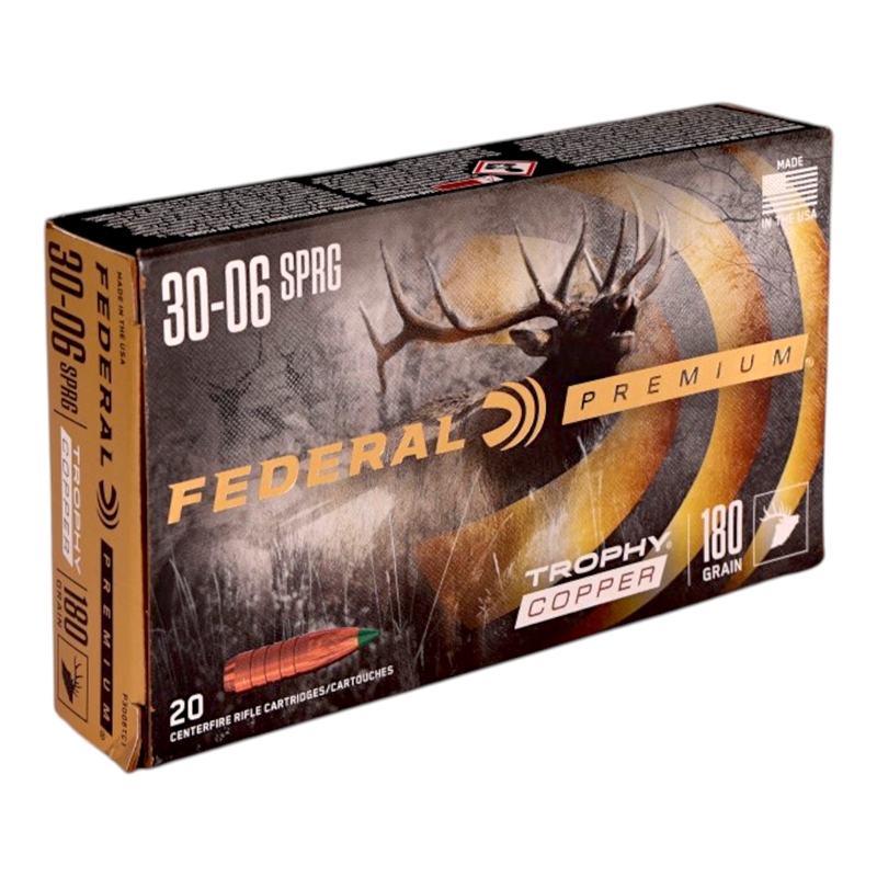 Federal Premium 30-06 Springfield Ammo 180 Grain Trophy Copper TC Ammo - P3006TC1 Box Of 20 P3006TC1 Box Of 20 Ammo