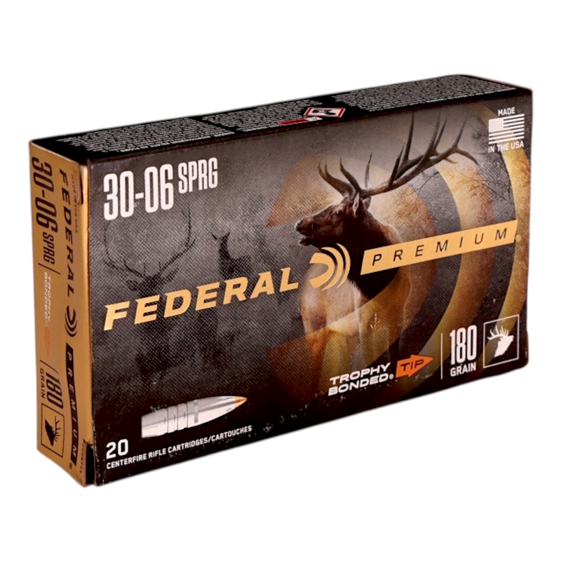 Federal Premium 30-06 Springfield Ammo 180 Grain Trophy Bonded Tip Ammo - P3006TT1 Box Of 20 P3006TT1 Box Of 20 Ammo