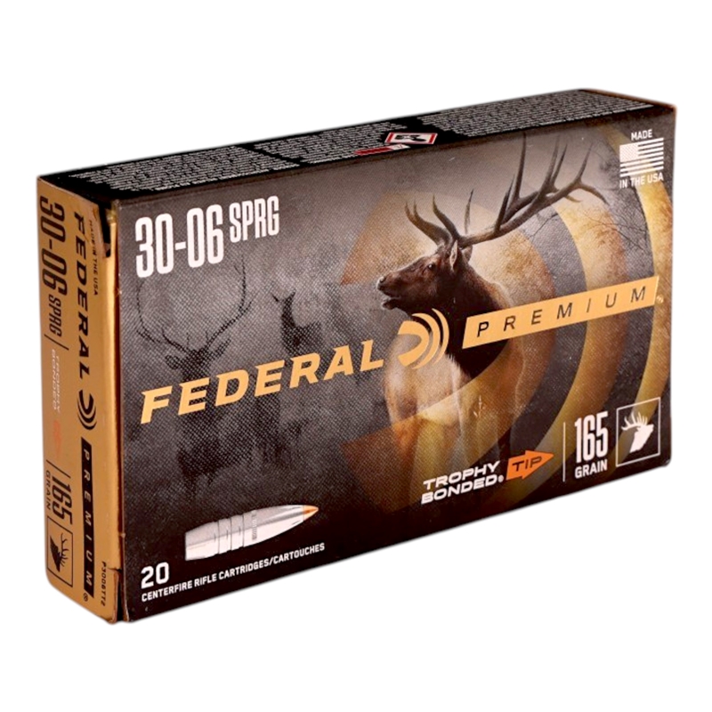 Federal Premium 30-06 Springfield Ammo 165 Grain Trophy Bonded Tip Ammo - P3006TT2 Box Of 20 P3006TT2 Box Of 20 Ammo