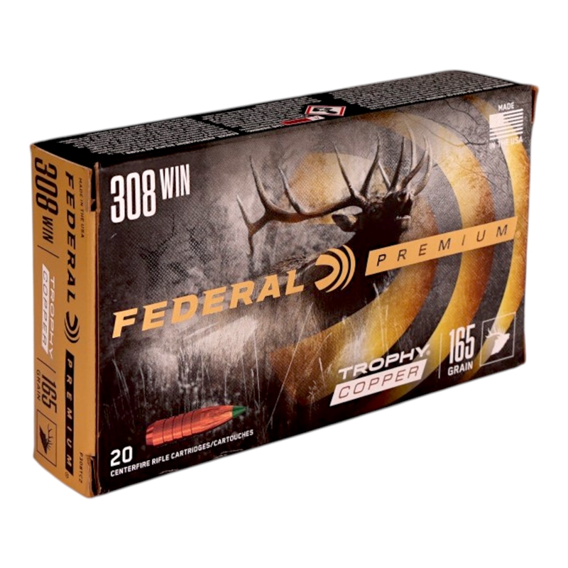 Federal Premium 308 Winchester Ammo 165 Grain Trophy Copper Ammo - P308TC2 Box Of 20 P308TC2 Box Of 20 Ammo