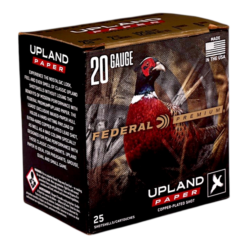 Federal Premium Upland Paper 20 Gauge Ammo 2 3/4 1 Oz #6 Copper-Plated Shot Ammo - PUP204 6 Box Of 25 PUP204 6 Box Of 25 Ammo