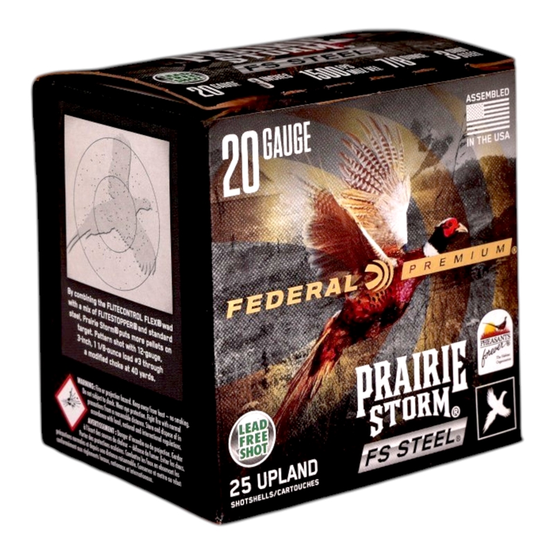 Federal Prairie Storm FS Steel 20 Gauge Ammo 3 7/8 Oz #3 Steel Shot Ammo - PFSX207FS 3 Box Of 25 PFSX207FS 3 Box Of 25 Ammo