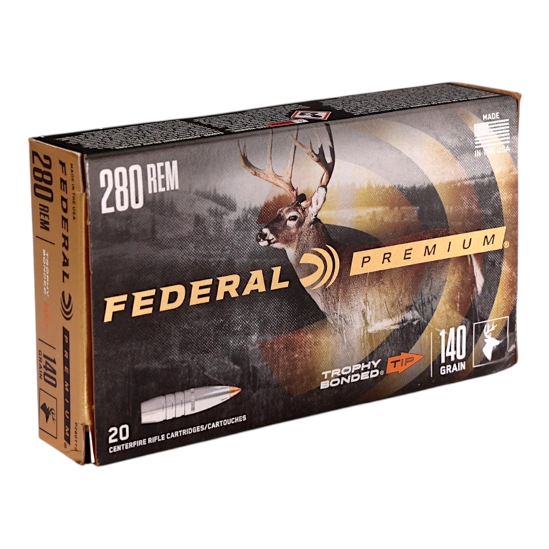 Federal Premium 280 Rem Ammo 140 Grain Trophy Bonded Tip Ammo - P280TT2 Box Of 20 P280TT2 Box Of 20 Ammo