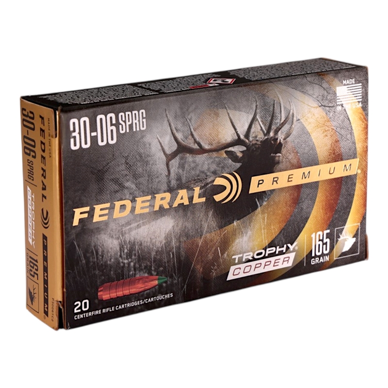 Federal Premium Trophy Copper 30-06 Springfield Ammo 165 Grain Trophy Copper Tip Ammo - P3006TC2 Box Of 20 P3006TC2 Box Of 20 Ammo
