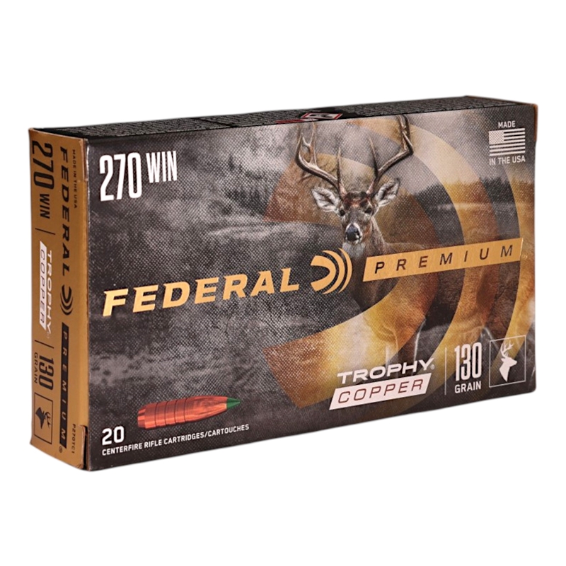 Federal Trophy Copper 270 Winchester Ammo 130 Grain Solid Copper Expanding Ammo - P270TC1 Box Of 20 P270TC1 Box Of 20 Ammo