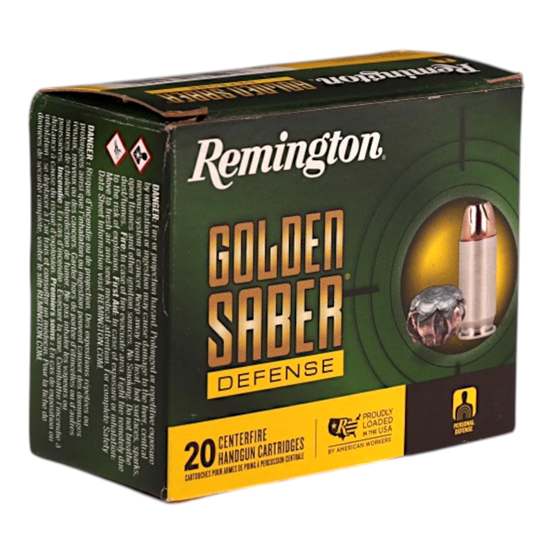 Remington Golden Saber Defense 45 ACP Ammo 185 Grain Brass Jacketed Hollow Point Ammo - 27609 Box Of 20 27609 Box Of 20 Ammo