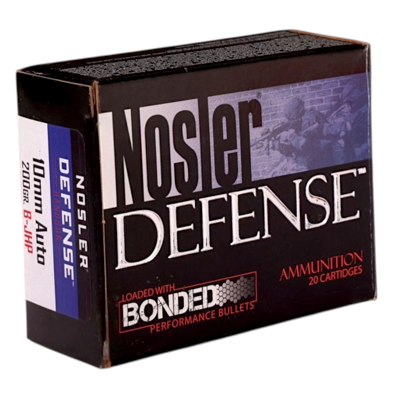 Nosler Defense 10mm Auto Ammo 200 Grain Brass Jacketed Hollow Point Ammo - NOS39156 Box Of 20 NOS39156 Box Of 20 Ammo