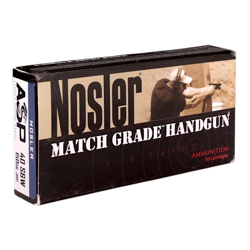 Nosler Assured Stopping Power Match Grade 40 S&W Ammo 150 Grain Jacketed Hollow Point Ammo - 51181 Box Of 50 51181 Box Of 50 Ammo