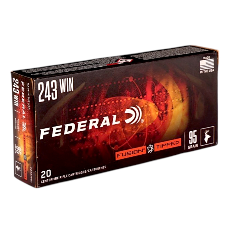 Federal Fusion Tipped 243 Winchester Ammo 95 Grain Polymer Tip Ammo - F243TFS1 Box Of 20 F243TFS1 Box Of 20 Ammo