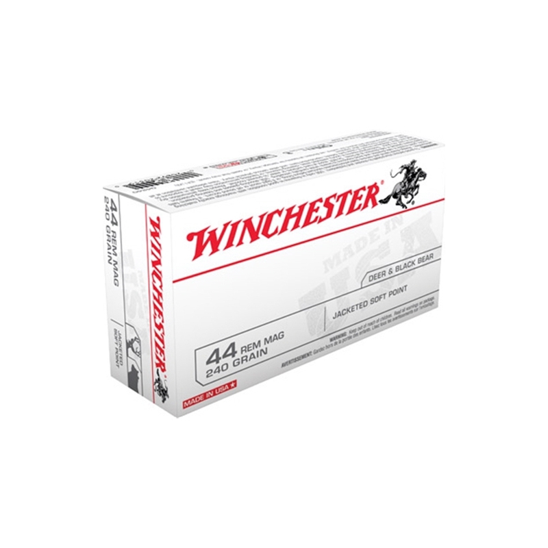 Winchester USA 44 Remington Magnum Ammo 240 Grain Jacketed Soft Point Ammo - Q4240 Box Of 50 Q4240 Box Of 50 Ammo