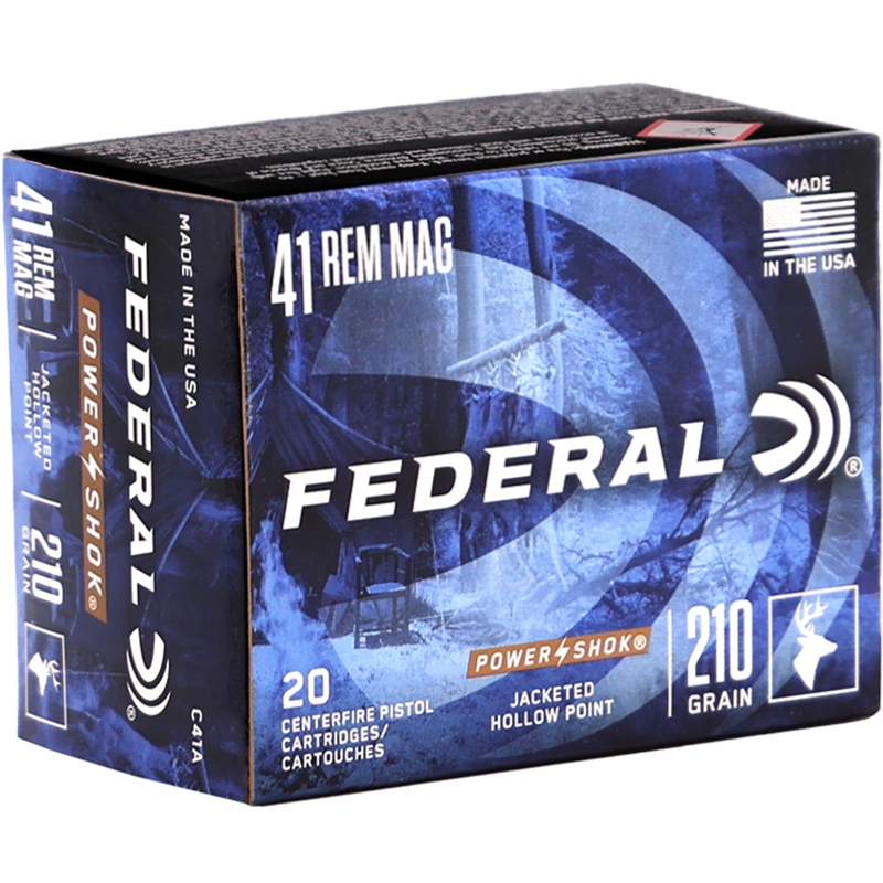 Federal Power-Shok 41 Remington Magnum Ammo 210 Grain Jacketed Hollow Point Box Of 20 eral Power-Shok 41 Remington Magnum 210 Grain Jacketed Hollow Point Box Of 20 Ammo