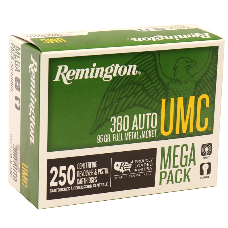 ington UMC 380 ACP AUTO 95 Grain Full Metal Jacket Mega Pack Box Of 250 Ammo