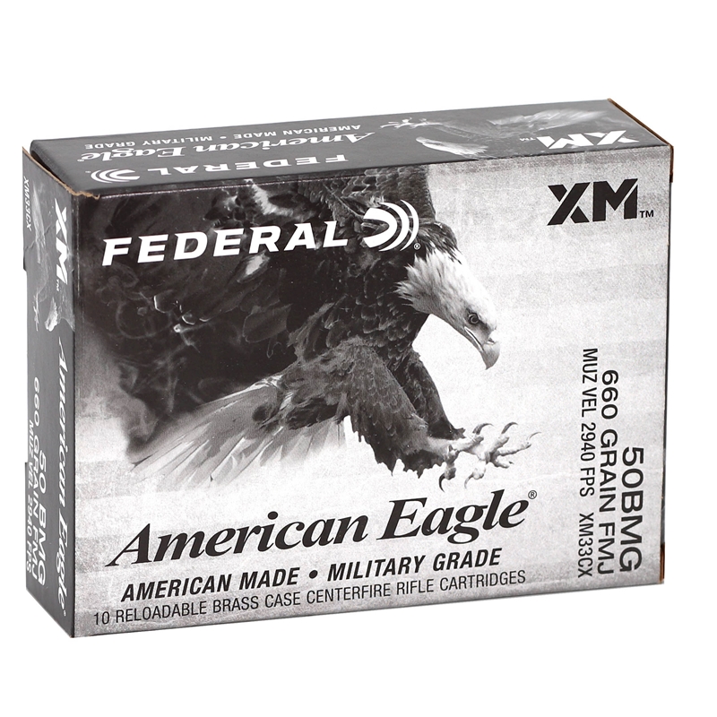 eral American Eagle 50 BMG 660 Grain Full Metal Jacket Box Of 10 Ammo