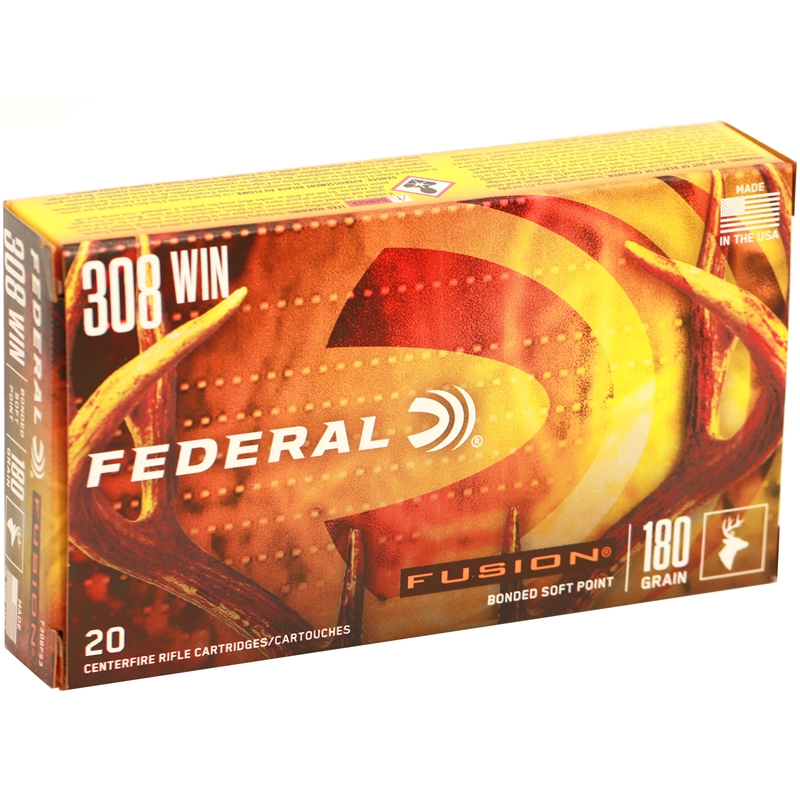 Federal Fusion 308 Winchester Ammo 180 Grain Bonded Soft Point Ammo - F308FS3 Box Of 20 F308FS3 Box Of 20 Ammo