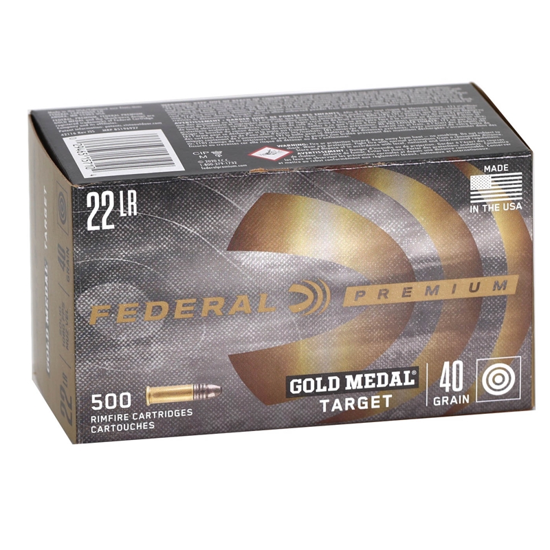 eral Gold Medal Target 22 Long Rifle 40 Grain Solid Lead Round Nose Box Of 500 Ammo