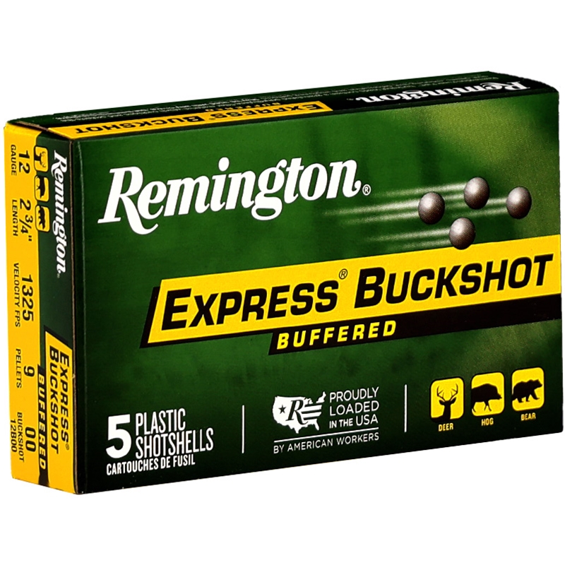 Remington Express 12 Gauge Ammo 2 3/4 00 Buckshot 9 Pellets Ammo - 12B00 Box Of 5 12B00 Box Of 5 Ammo