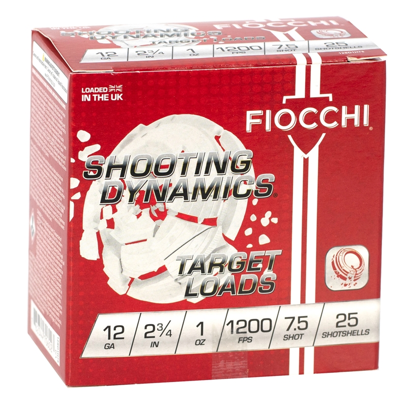 Fiocchi Shooting Dynamics 12 Gauge Ammo 2-3/4 1oz. #7.5 Shot Target Ammo - 12SD1H75 Case Of 250 (10 Boxes Of 25) Ammo - Free Shipping 12SD1H75 Case Of 250 (10 Boxes Of 25) - Free Shipping Ammo