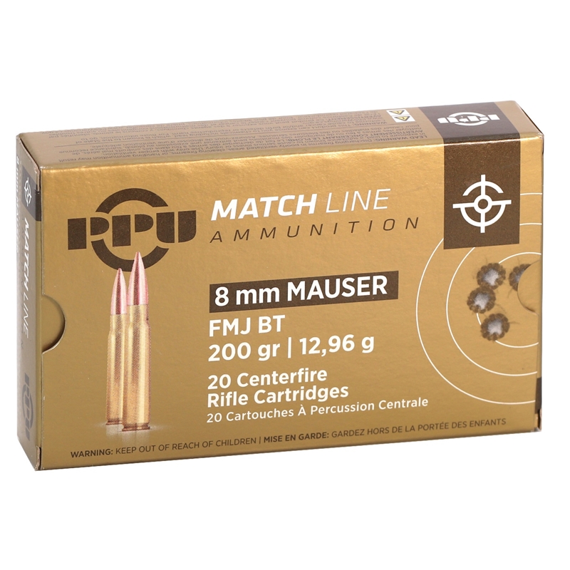 i Partizan Match 8mm Mauser 200 Grain Full Metal Jacket Box Of 20 Ammo