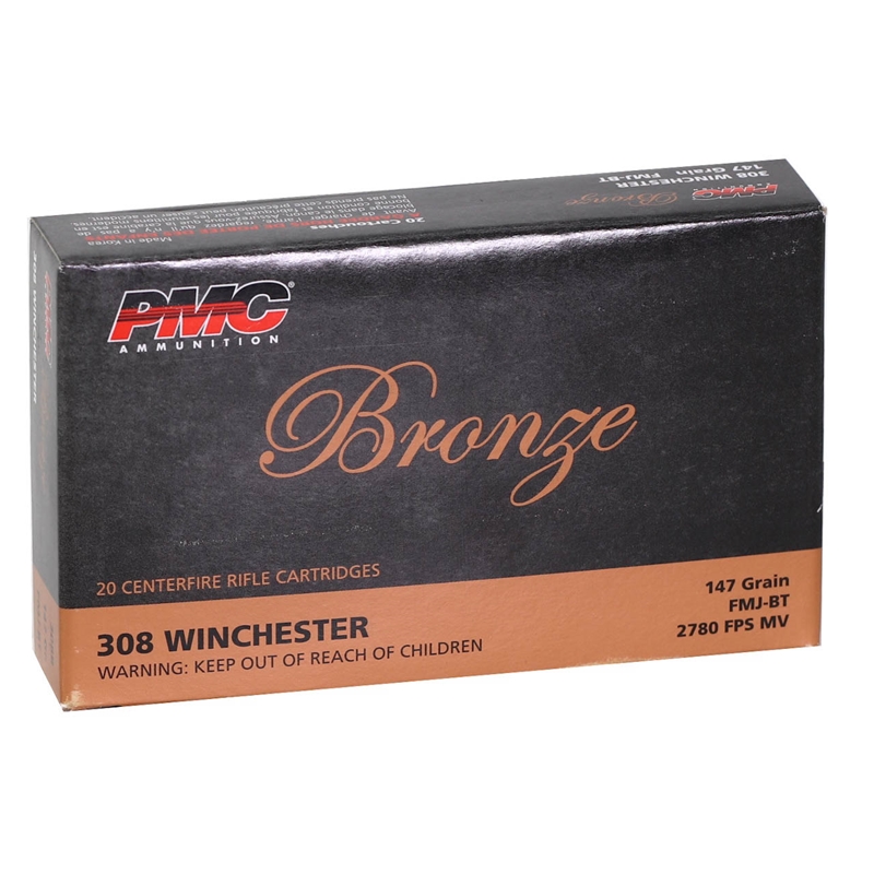  Bronze 308 Winchester 147 Grain Full Metal Jacket Box Of 20 Ammo