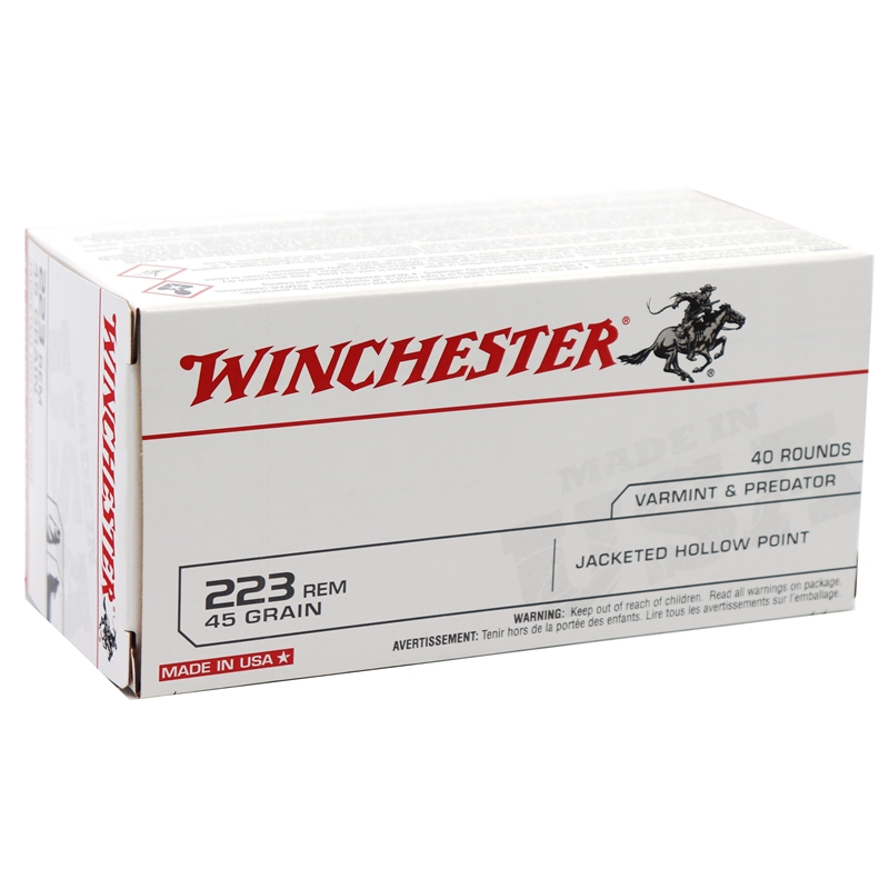 Winchester USA 223 Ammo 45 Grain Jacketed Hollow Point Ammo - USA2232 Box Of 40 USA2232 Box Of 40 Ammo