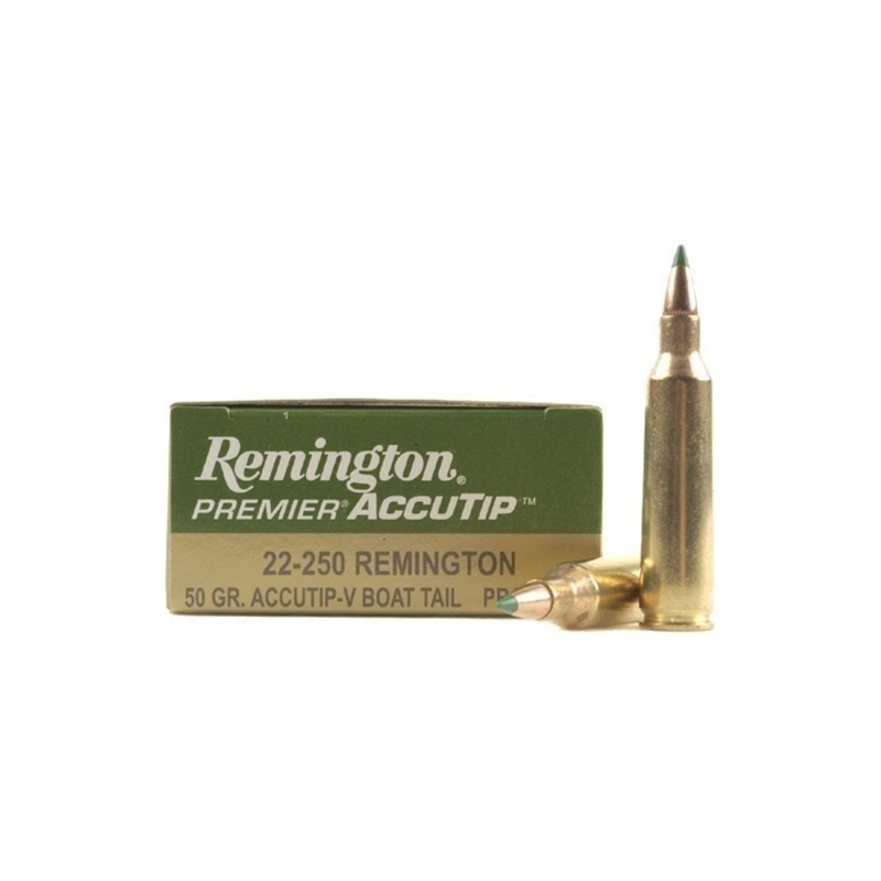 ington Premier Varmint 22-250 Remington 50 Grain Accutip-V Boat Tail Box Of 20 Ammo