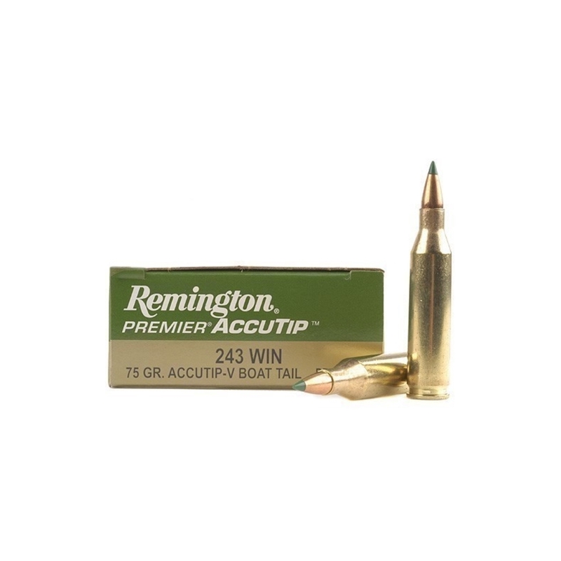 Remington Premier Varmint 243 Winchester 75 Grain AccuTip Boat Tail Box Of 20 ington Premier Varmint 243 Winchester 75 Grain AccuTip Boat Tail Box Of 20 Ammo