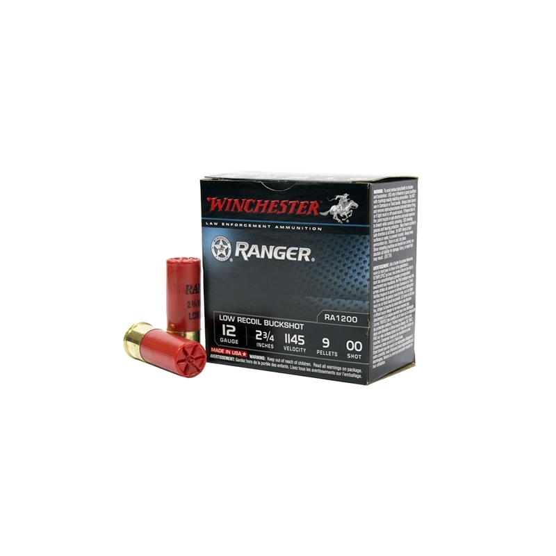 Winchester Ranger 12 Gauge 2 3/4 00 Buckshot 9 Pellets 25 Rounds Box Of 25 chester Ranger 12 Gauge 2 3/4 00 Buckshot 9 Pellets 25 Rounds Box Of 25 Ammo
