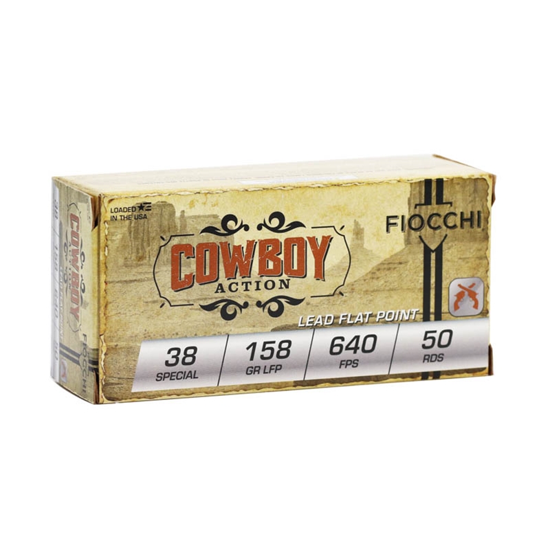 Fiocchi Ammo Cowboy Action 38 Special Ammo 158 Grain Lead Flat Point Ammo - 38CA Box Of 50 38CA Box Of 50 Ammo