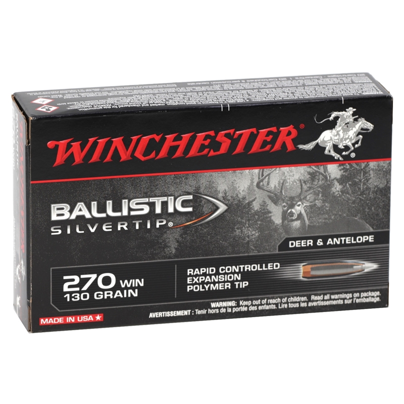 Winchester Ballistic Silvertip 270 Winchester Ammo 130 Grain Rapid Controlled Expansion Polymer Tip Ammo - SBST270 Box Of 20 SBST270 Box Of 20 Ammo