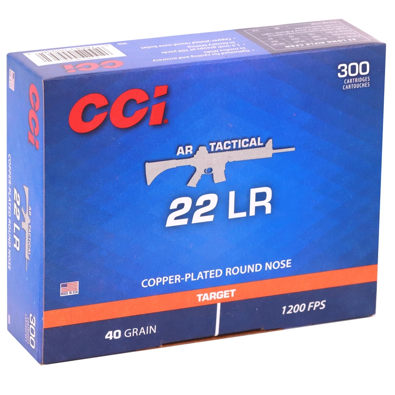  AR Tactical 22 Long Rifle 40 Grain Copper Plated Lead Round Nose 300 Rounds Box Of 300 Ammo