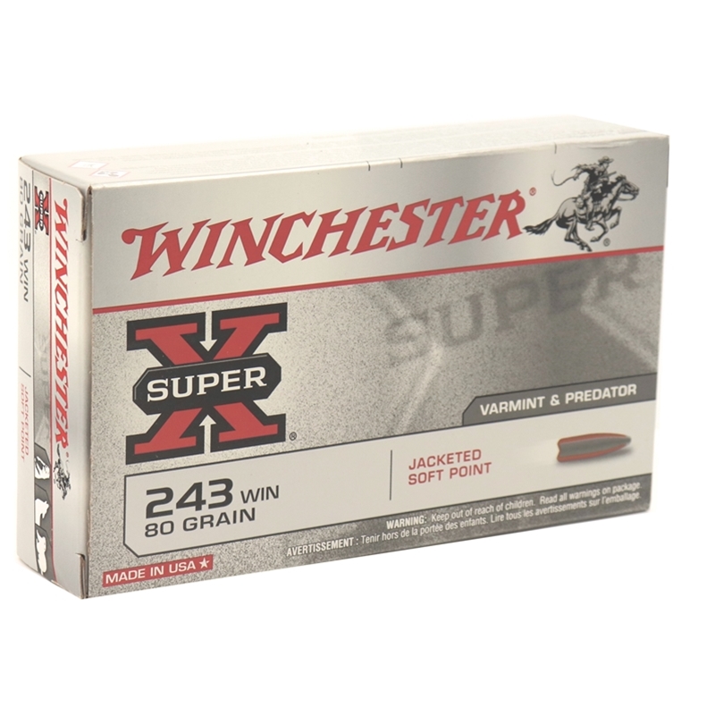 chester Super-X Power-Point 243 Winchester 80 Grain Jacketed Soft Point Box Of 20 Ammo
